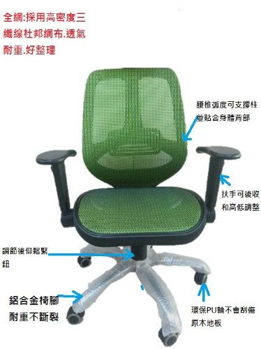 告別痠痛[新款] 頂級透氣/護脊護腰人體工學網椅/電腦椅/辦公椅/會議椅(AAC-302N無頭枕)